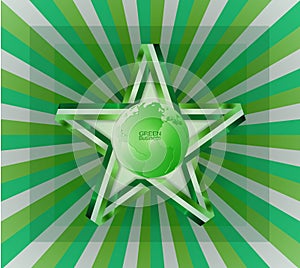 Green Business Background Vector Ribbon Green Star