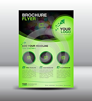 Green business brochure flyer design layout template in A4 size