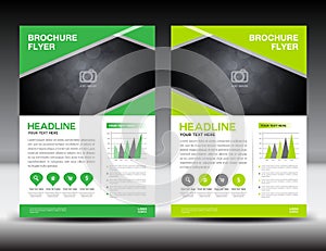 Green business brochure flyer design layout template in A4 size