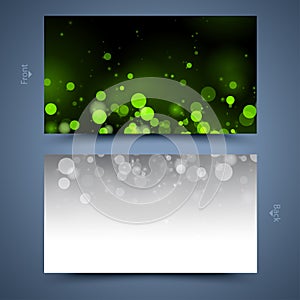 Green business card template. Abstract background