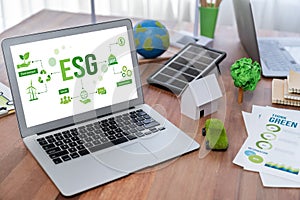 Green business company office and ESG and eco-friendly policy. Trailblazing