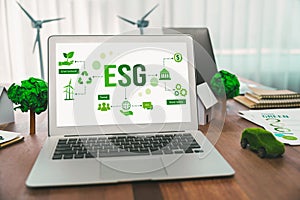 Green business company office and ESG and eco-friendly policy. Trailblazing