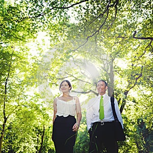Green Business Couple Partnership Team Concept