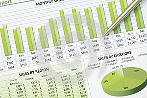 Green Business Financial Chart Graph