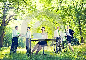 Green Business Team Environmental Positive Concept