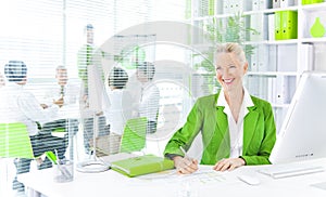 Green Business Teamwork Collaboration Office Concept
