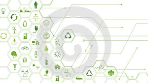 Green Business template and background for Sustainability concept with flat icons