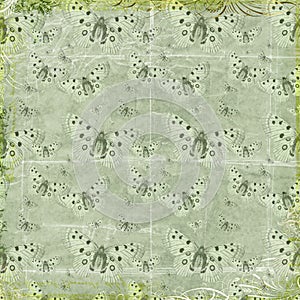 Green butterflies repeat pattern background photo