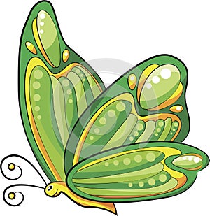 Green butterfly cartoon vector
