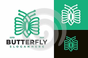 Green butterfly logo design vector symbol icon illustration