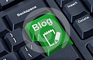 Green button with icon blog.