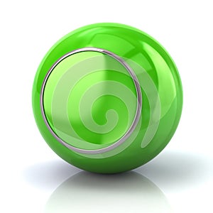 Green button with metal borde 3d illustration photo