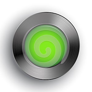 Green Button Metal Texture Realistic Shadow