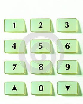 Green buttons with numbers