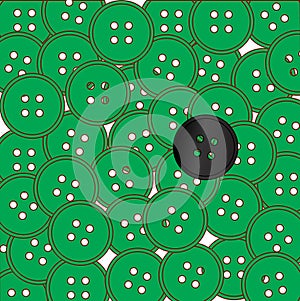 Green Buttons With One Odd Black One Background