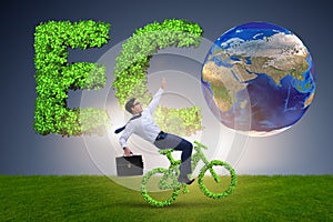 The green bycycle in environmentally friendly transportation concept