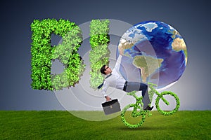 The green bycycle in environmentally friendly transportation concept