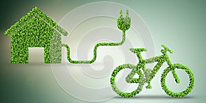 The green bycycle in transportation concept - 3d rendering