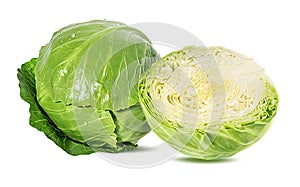 Green cabbage isolated on white