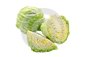 Green cabbage isolated on a white background