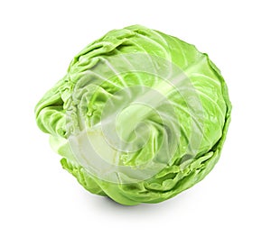 green cabbage isolated on white background. clipping path
