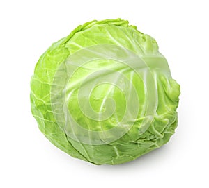green cabbage isolated on white background. clipping path