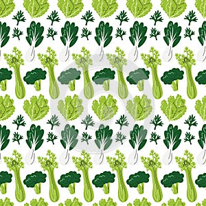 Green cabbage veggies seamless pattern vector flat