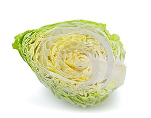 Green cabbage on white