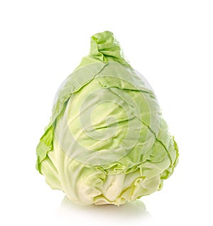 Green cabbage on white