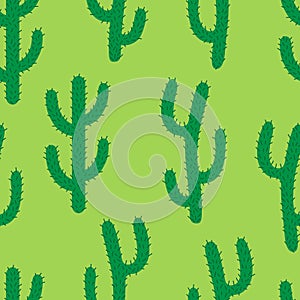 Green cactus vector seamless pattern