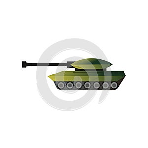 Green camo military war tank, kill machine