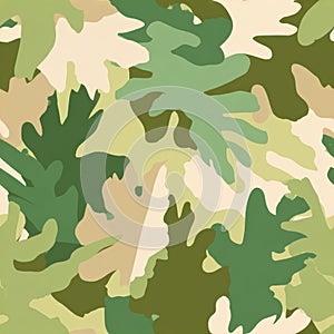 Green Camouflage Leaves Background - Nature Pattern, Army, Forest Texture.