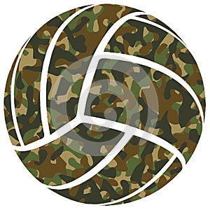 Green Camouflage Volleyball Silhouette on Black with Clipping Path