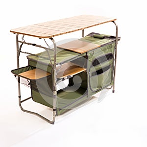 Green Camping Table With Open Shelving - Uhd Image Style