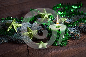 Green candle for christmas