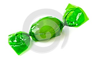 Green candy wrapped in foil