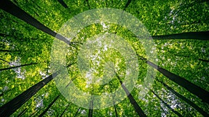 Green Canopy Forest View Looking Upward, Nature , Sunlight