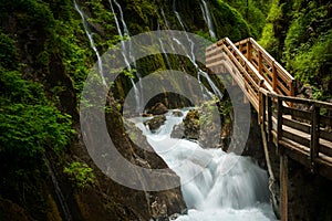 Green canyon with new wooden footpath