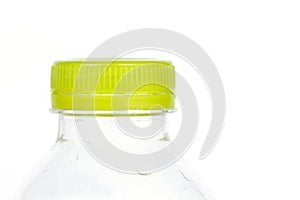 Green cap of plastic bottle isolated on white backgroun