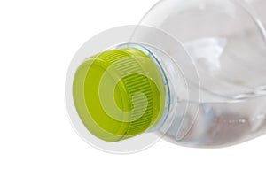 Green cap of plastic bottle isolated on white backgroun