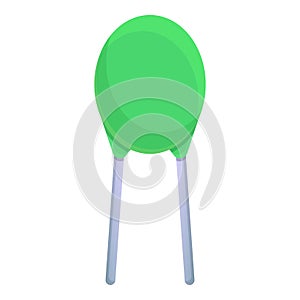 Green capacitor icon, cartoon style