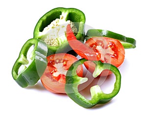 Green capsicum and tomatoes