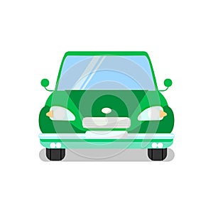 Green Car, Automobile Flat Vector Illustration