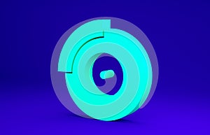 Green Car brake disk with caliper icon isolated on blue background. Minimalism concept. 3d illustration 3D render