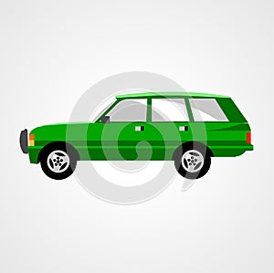 Green car clipart illustration on white background