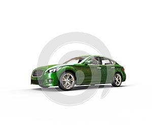 Green Car With Highlights