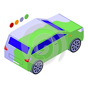 Green car paiting icon isometric vector. Auto service