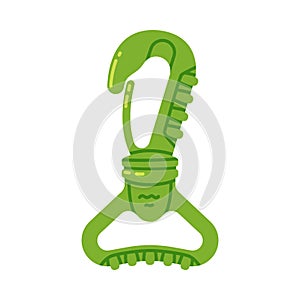 Green Carabiner or Karabiner as Clip and Shackle Vector Illustration