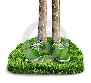 Green carbon footprint concept photo