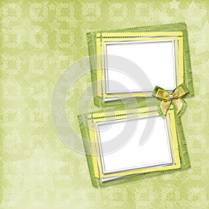 Green card for invitation or congratulation with frame